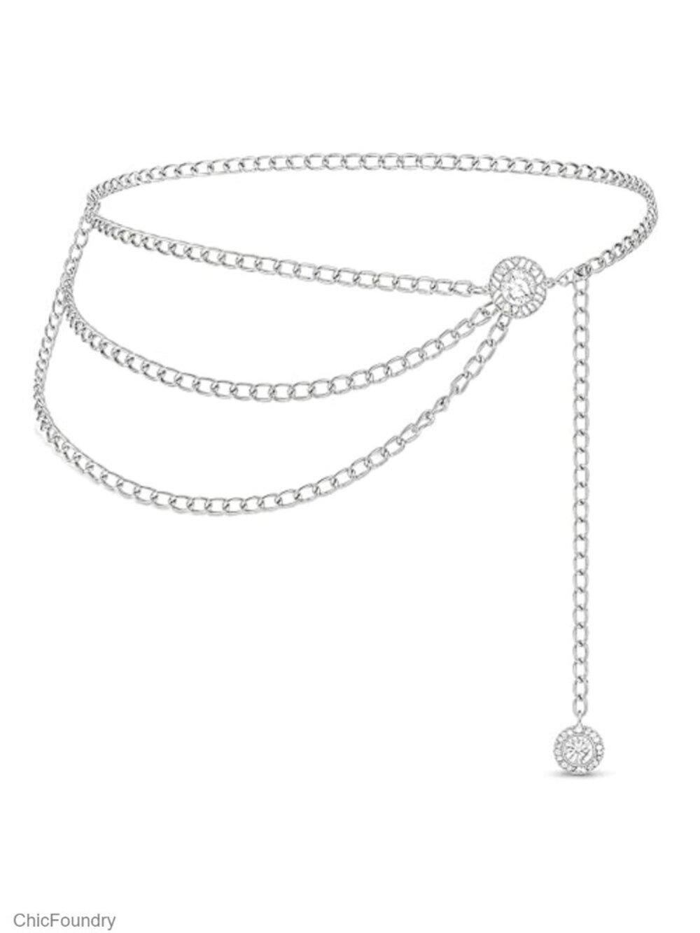 Multilayer Gold Waist Chain Belt for Women, Adjustable Metal Belly Chain for